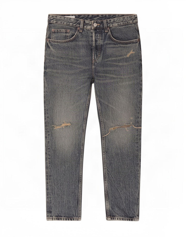 Zara Herre Distressed Tapered Jeans EU 40 Medium W31 L27 Blå Bomuld
