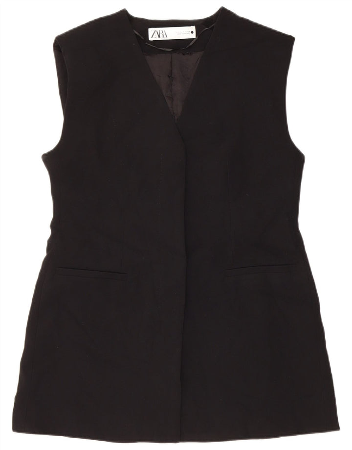 Zara Womens Longline vest UK 10 Small Black Polyester