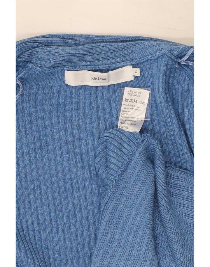 John Lewis Womens Open Cardigan Sweater UK 12 Medium Blue Viscose
