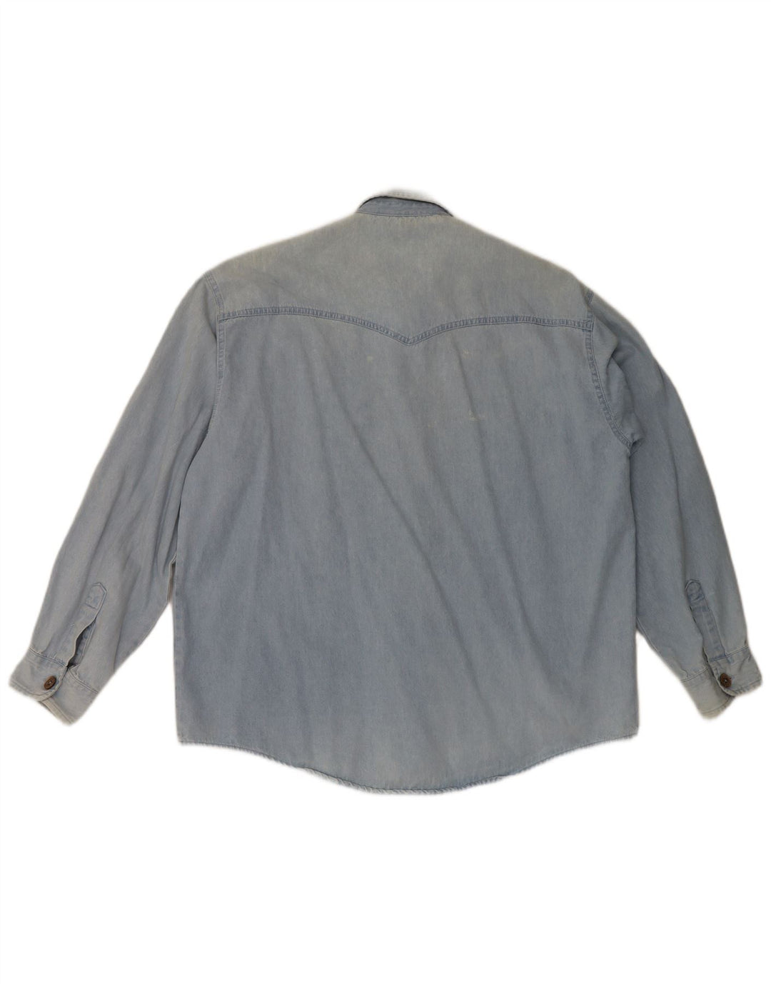 Vintage denimskjorte til mænd, stor blå blomstret bomuld