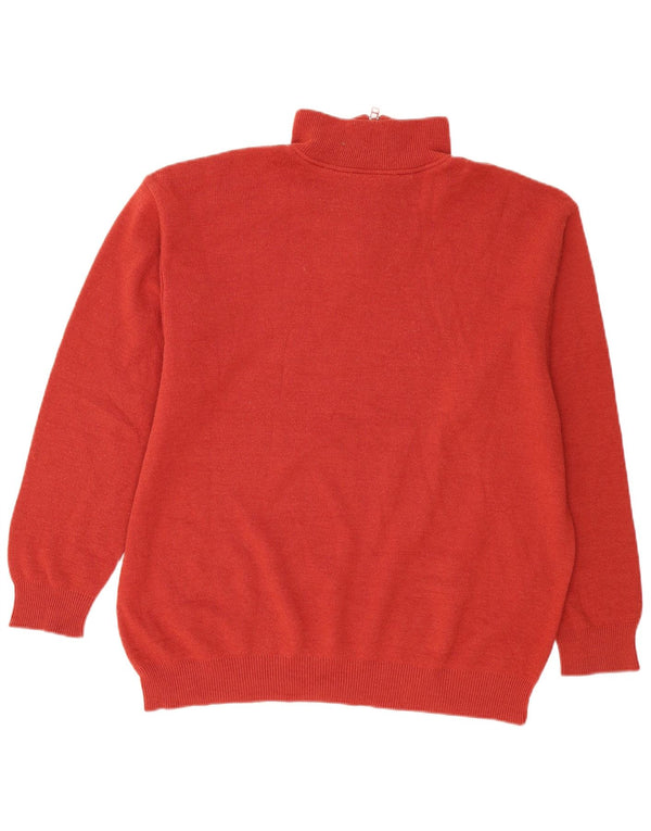 Lacoste Herre Zip Neck Jumper Sweater Størrelse 8 3XL Rød Uld