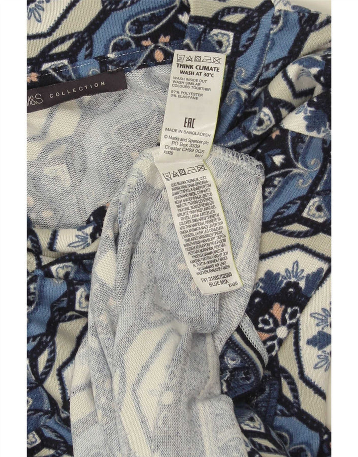 Marks & Spencer 3/4-ærmet tunikatop til kvinder DK 12 Mellemblå Geometrisk
