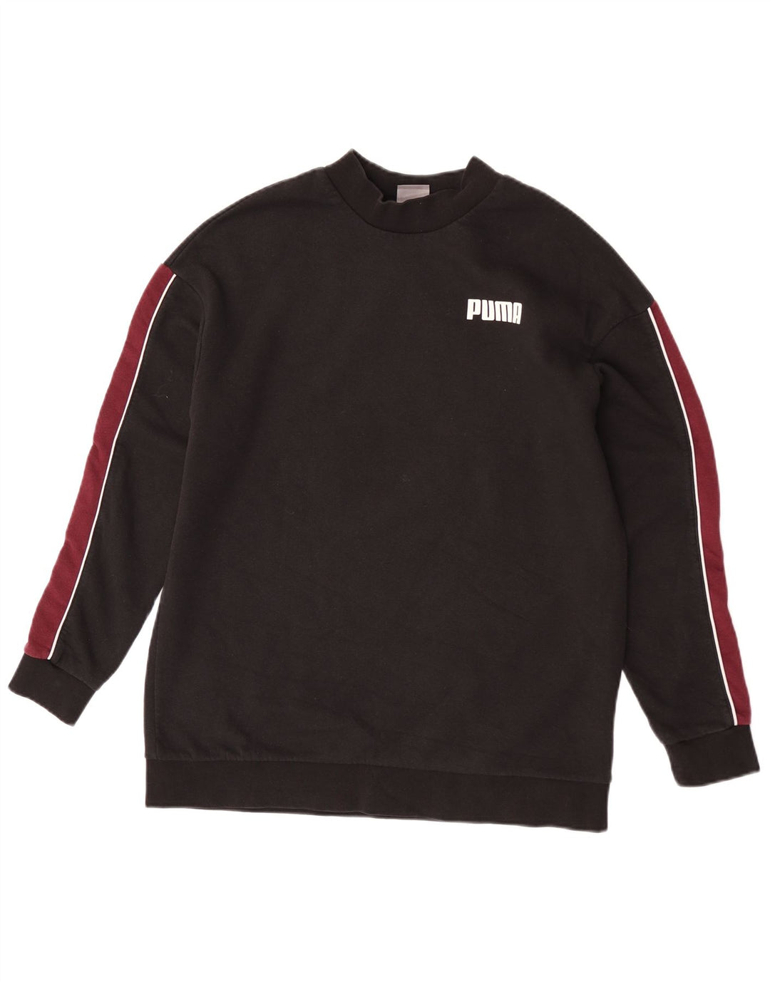 Puma Dame Sweatshirt Jumper UK 12 Medium Sort Colourblock Bomuld