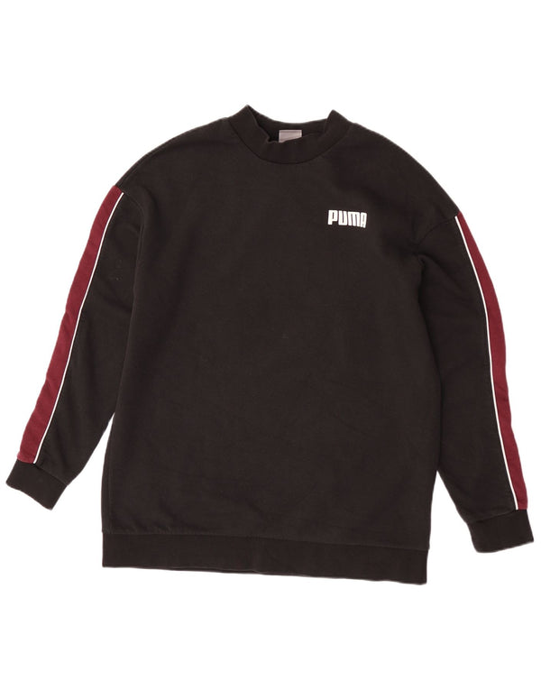 Puma Dame Sweatshirt Jumper UK 12 Medium Sort Colourblock Bomuld