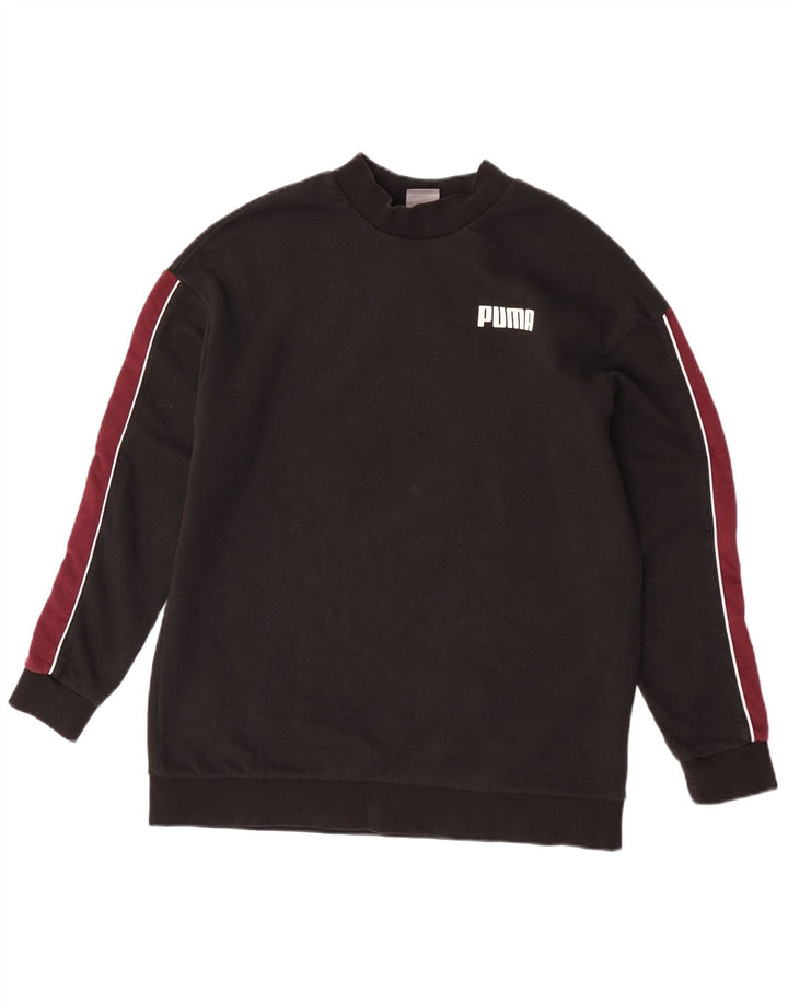 Puma Dame Sweatshirt Jumper UK 12 Medium Sort Colourblock Bomuld