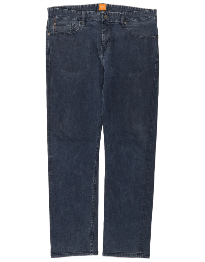 HUGO BOSS Straight jeans til mænd W34 L32 Marineblå bomuld