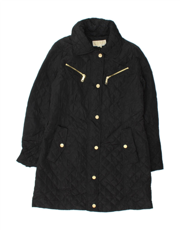 MICHAEL KORS Womens Quilted Overcoat UK 14 Medium Black Polyester Vintage Michael Kors and Second-Hand Michael Kors from Messina Hembry 