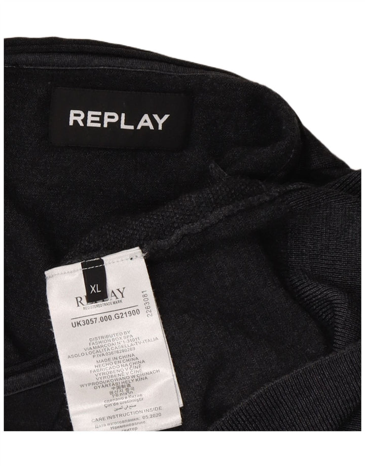 REPLAY Womens Crew Neck Jumper Sweater UK 18 XL Grey Wool Vintage Replay and Second-Hand Replay from Messina Hembry 