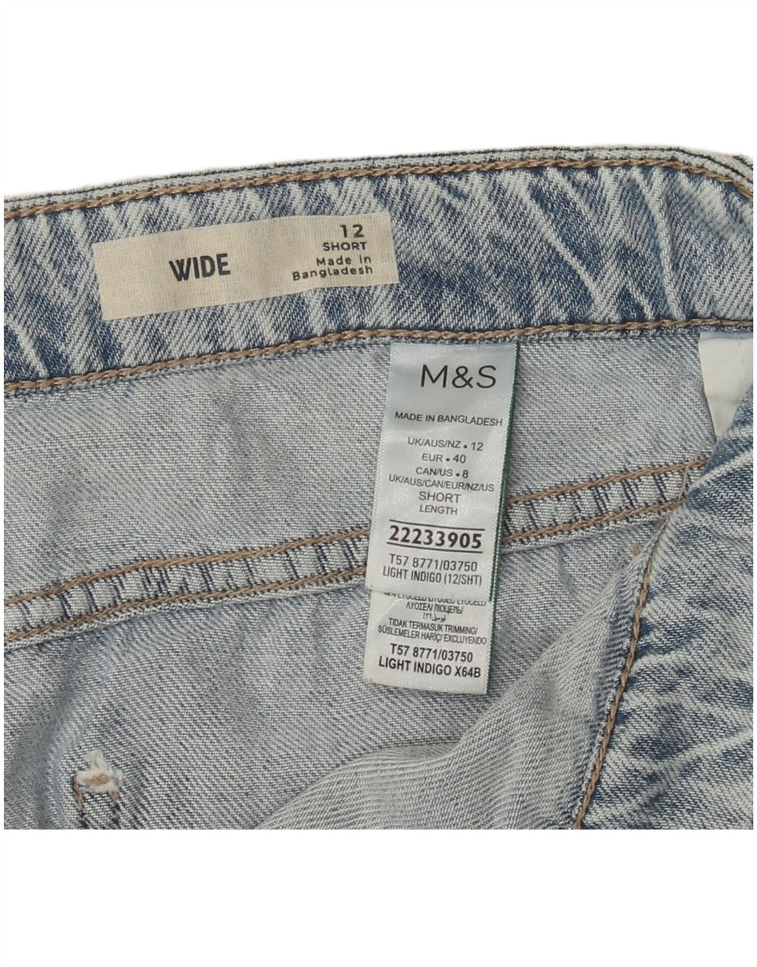 Marks & Spencer Dame Cargo Jeans med brede ben UK 12 Medium W32 L28 Blå
