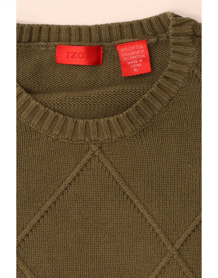 Izod Herre sweater med rund hals XL Khaki Bomuld