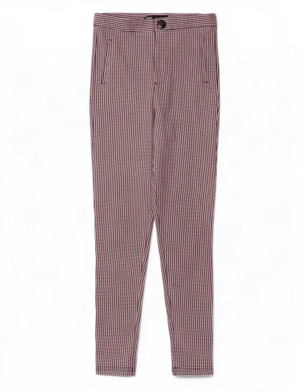 Zara Womens Skinny Casual Trousers Small W26 L27 Multicoloured Houndstooth