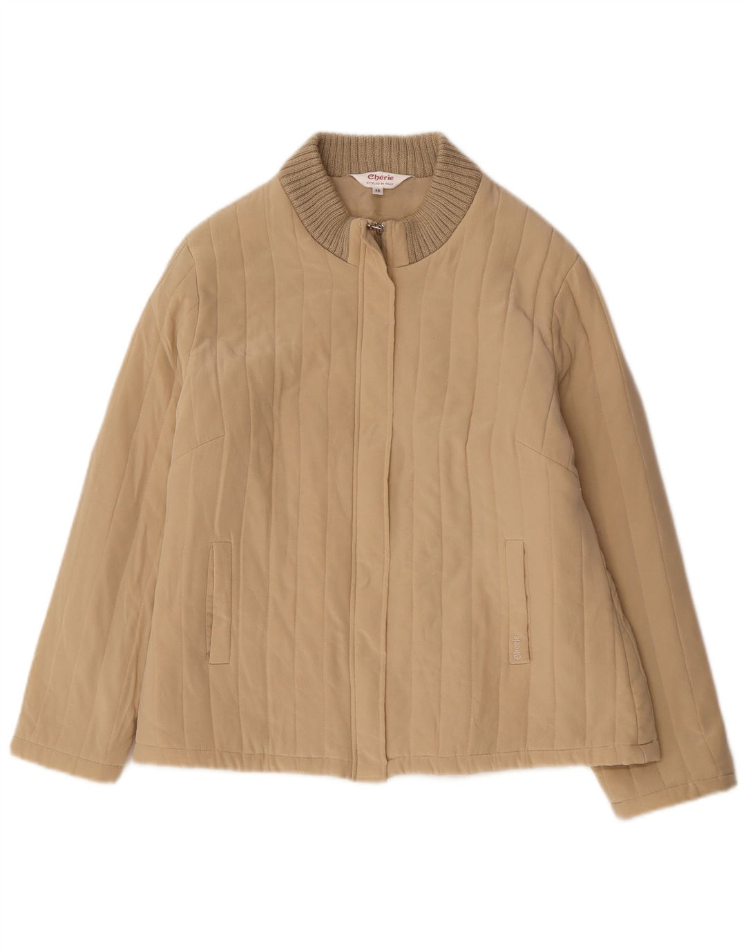 cherie Bomberjakke til kvinder IT 46 Stor Beige Silke