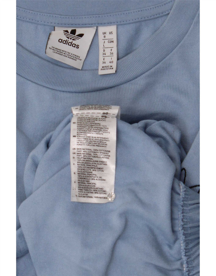 Adidas Womens Crop Oversized Sweatshirt Jumper UK 8 Small Blue Cotton