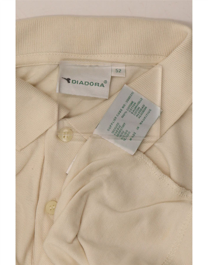 DIADORA Mens Polo Shirt IT 52 Large Off White Cotton Vintage Diadora and Second-Hand Diadora from Messina Hembry 