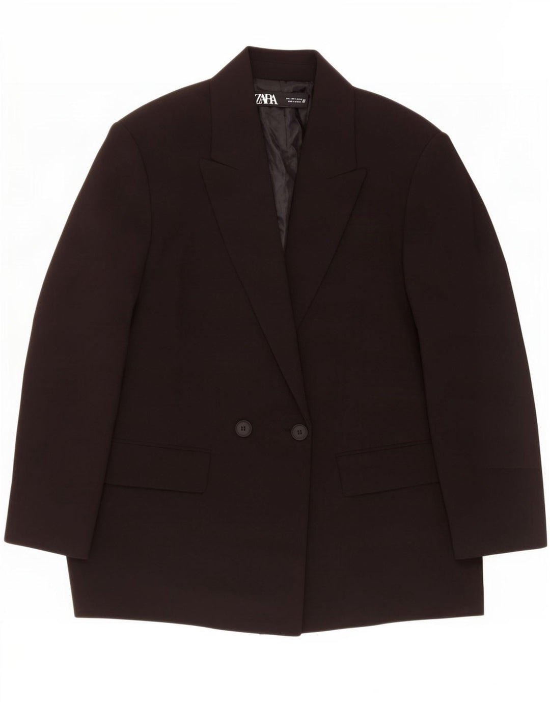 Zara Dame Oversized Double Breasted Blazer Jacket UK 10 Small Black