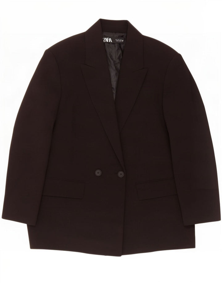 Zara Dame Oversized Double Breasted Blazer Jacket UK 10 Small Black