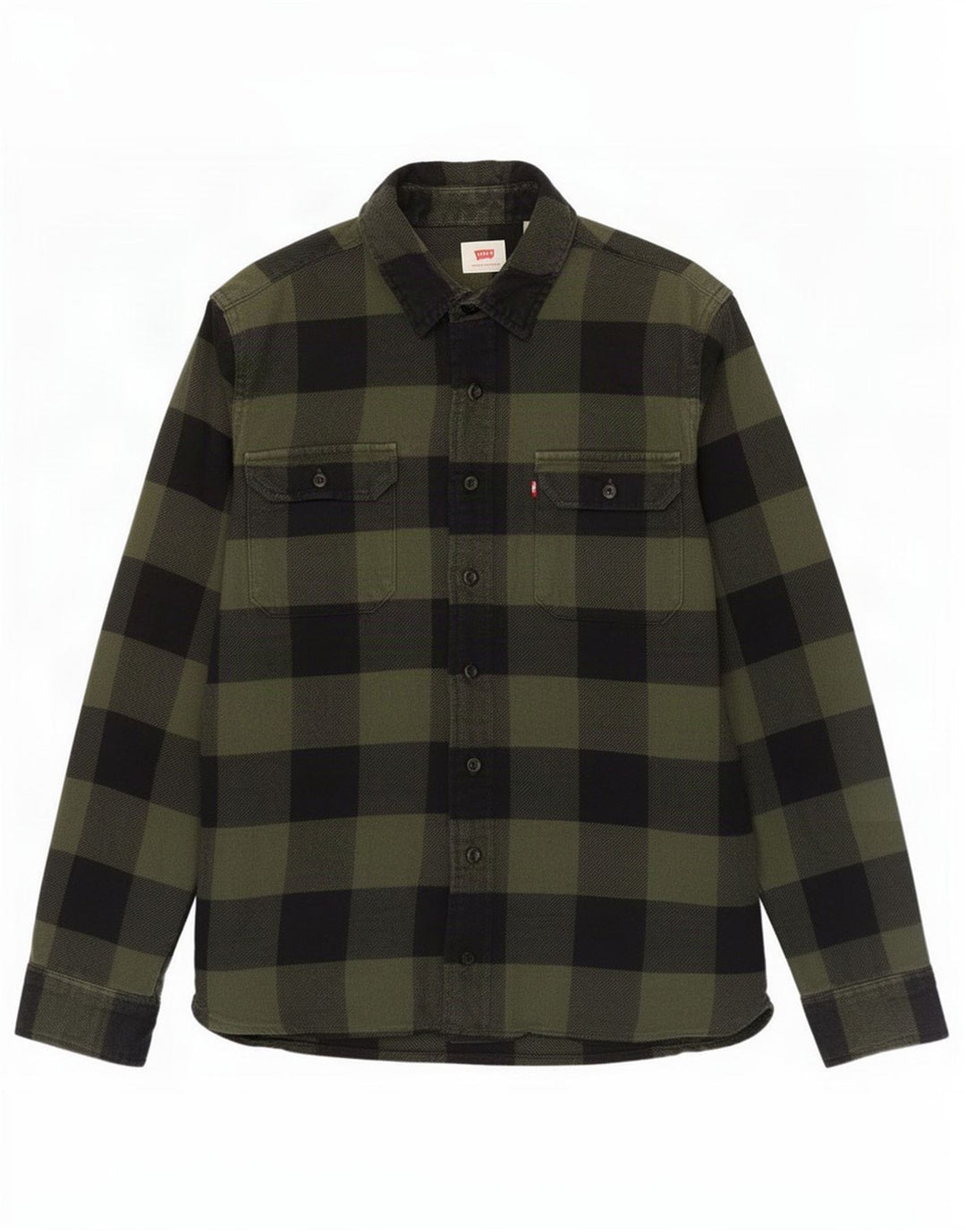 Levi's Flanelskjorte til mænd, lille grøn ternet bomuld