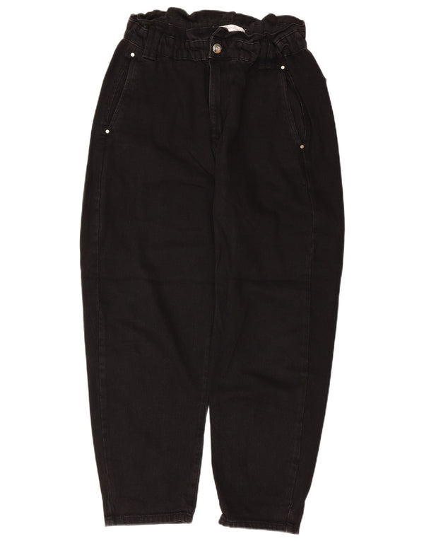 Zara Womens High Waist Cropped Jeans EU 38 Small W28 L25 Black Bomuld