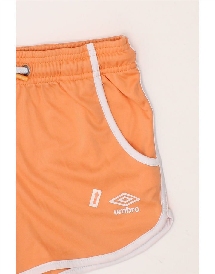 UMBRO Girls Sport Shorts 7-8 Years Medium Orange Polyester Vintage Umbro and Second-Hand Umbro from Messina Hembry 