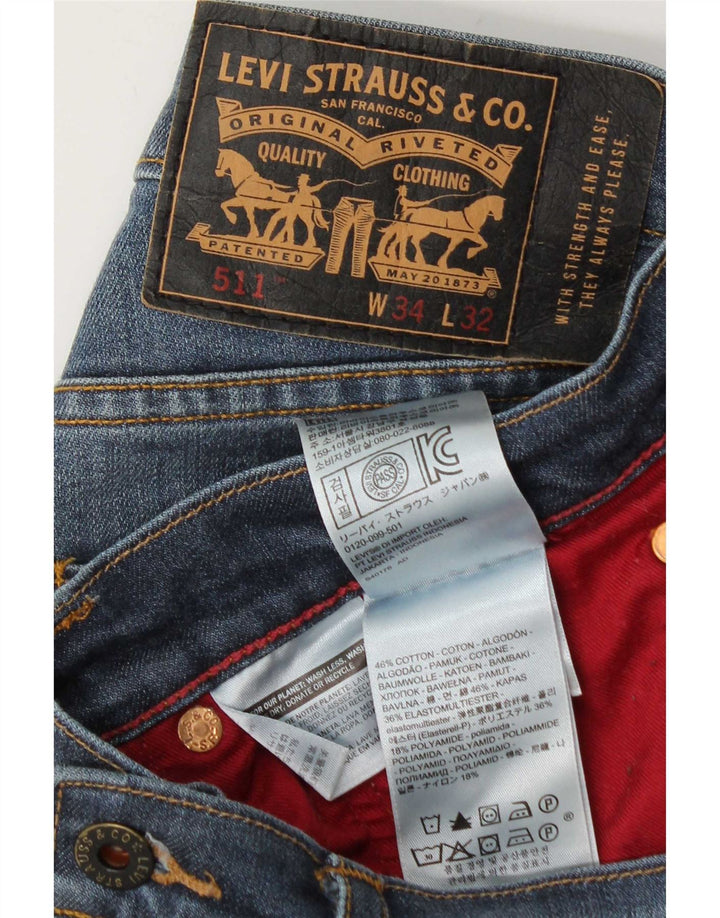 Levi's Herre 511 Slim Jeans W34 L32 Blå Bomuld