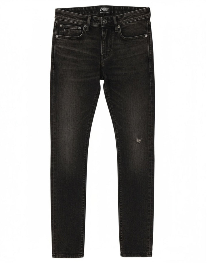SUPERDRY Mens Distressed Skinny Jeans W29 L32 Grey Cotton