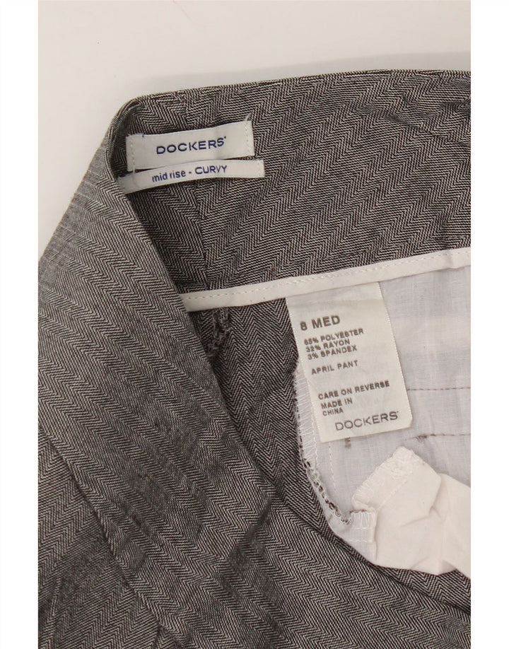 DOCKERS Womens Curvy Mid Rise Casual Trousers US 8 Medium W32 L30 Grey Vintage Dockers and Second-Hand Dockers from Messina Hembry 