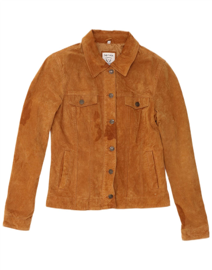 Vintage dame ruskindsjakke EU 36 lille beige læder