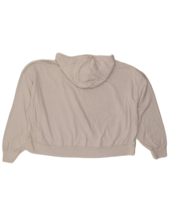 All Saints Dame Oversized Crop Graphic Hoodie Jumper UK 14 Medium White