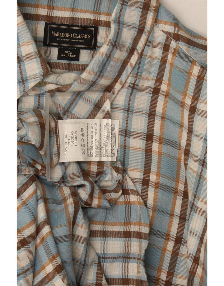 Marlboro Classics Flannelskjorte til mænd 2XL blå ternet bomuld