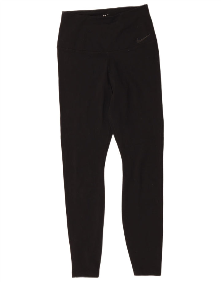 Nike Dame Dri Fit Leggings UK 12 Medium Sort Nylon