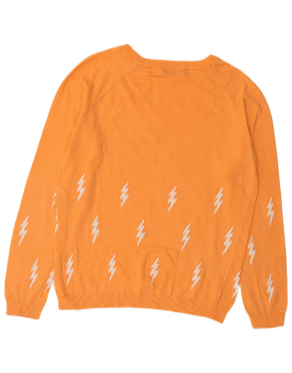 MINT VELVET Womens Boat Neck Jumper Sweater UK 12 Medium Orange Geometric