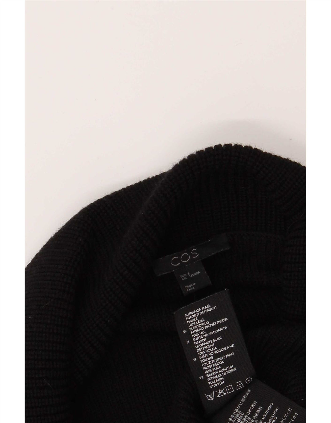 Cos Dame Oversized Crop Roll Neck Jumper Sweater UK 10 Small Black
