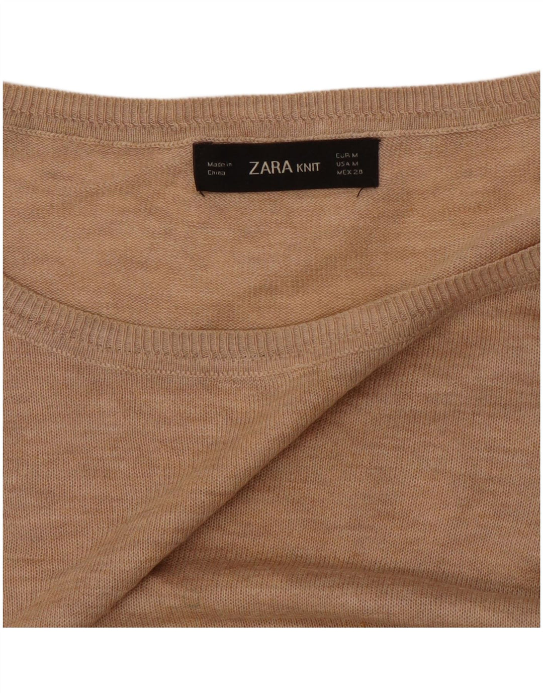 Zara Dame Oversized Boat Neck Jumper Sweater UK 14 Medium Beige