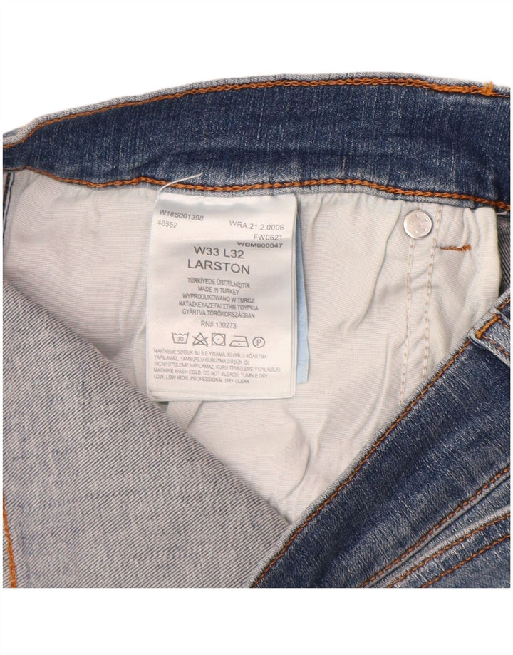 Wrangler Dame Larston Slim Jeans W33 L32 Blå Bomuld
