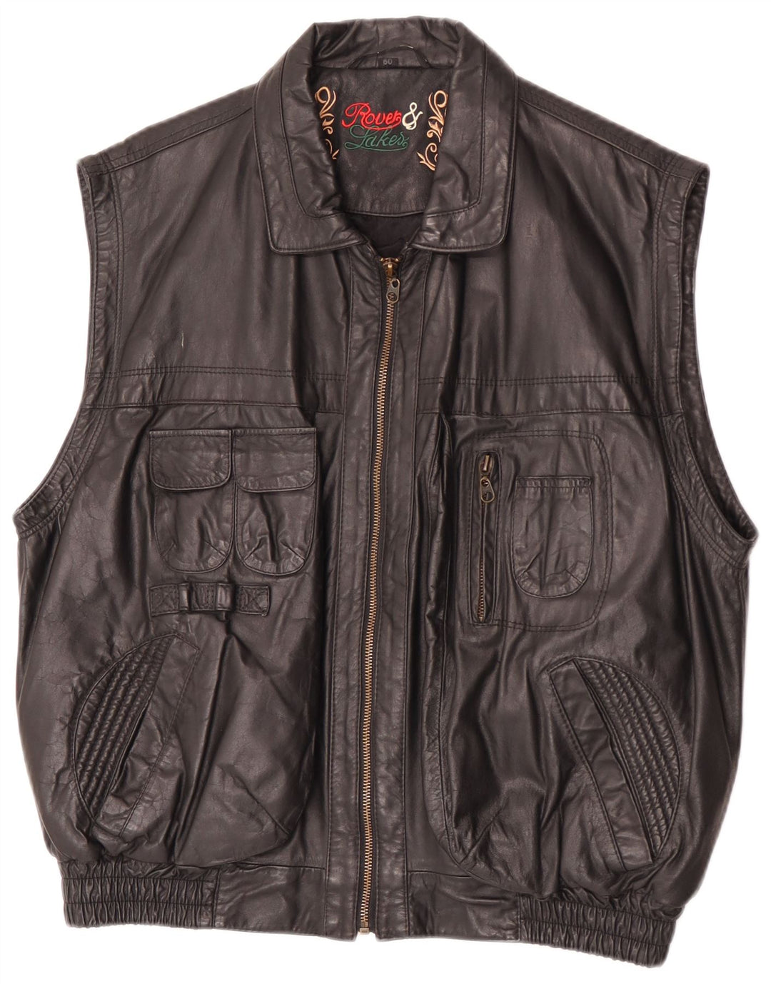 Rover & Lake Herre Læder Gilet IT 50 Large Sort