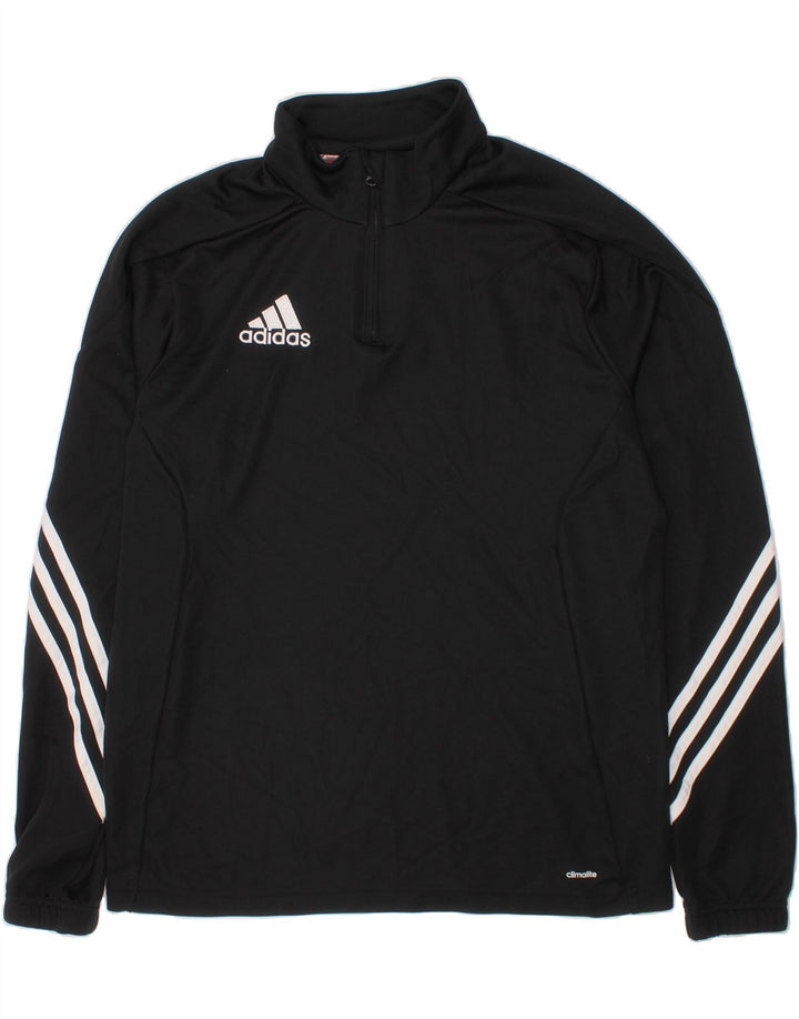 ADIDAS Boys Climalite Zip Neck Pullover Tracksuit Top 13-14 Years XL Black Vintage Adidas and Second-Hand Adidas from Messina Hembry 