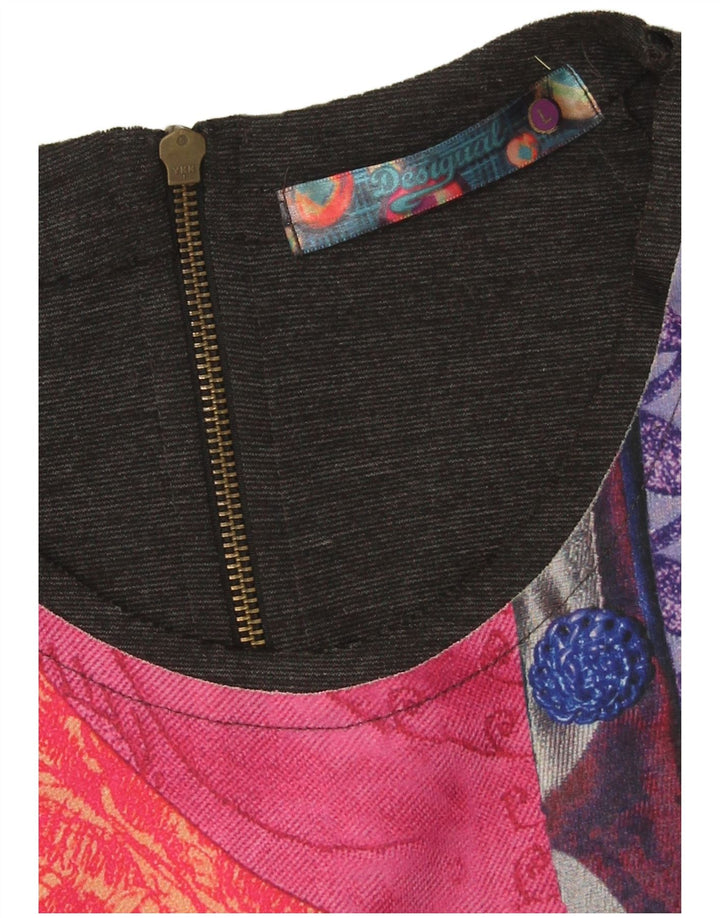 DESIGUAL Womens Sheath Dress UK 14 Large Black Patchwork