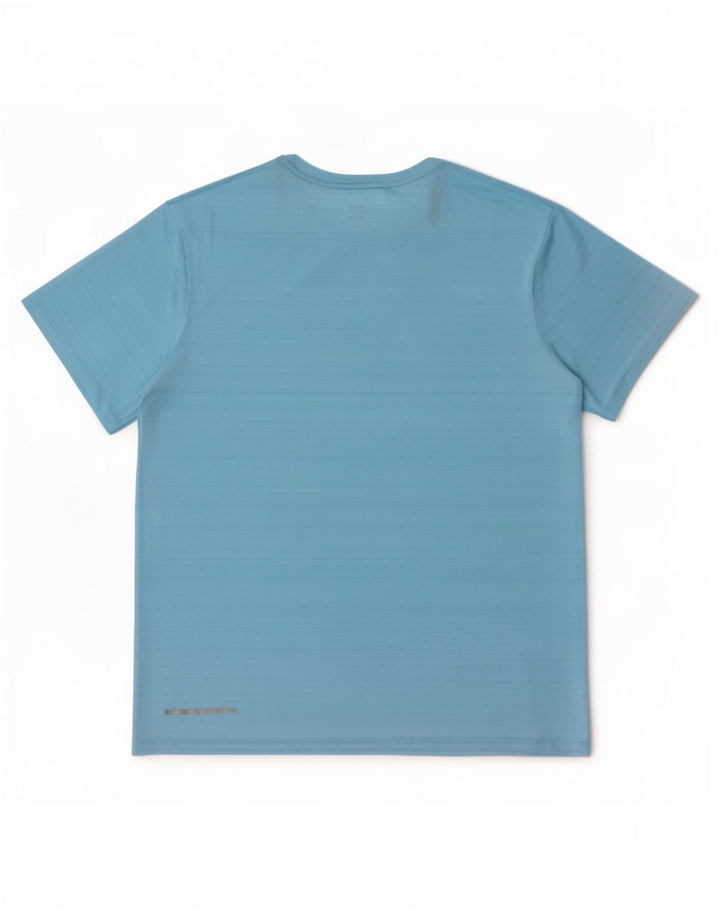 Nike Herre Dri Fit T-Shirt Top Stor Blå Nålestribet Polyester