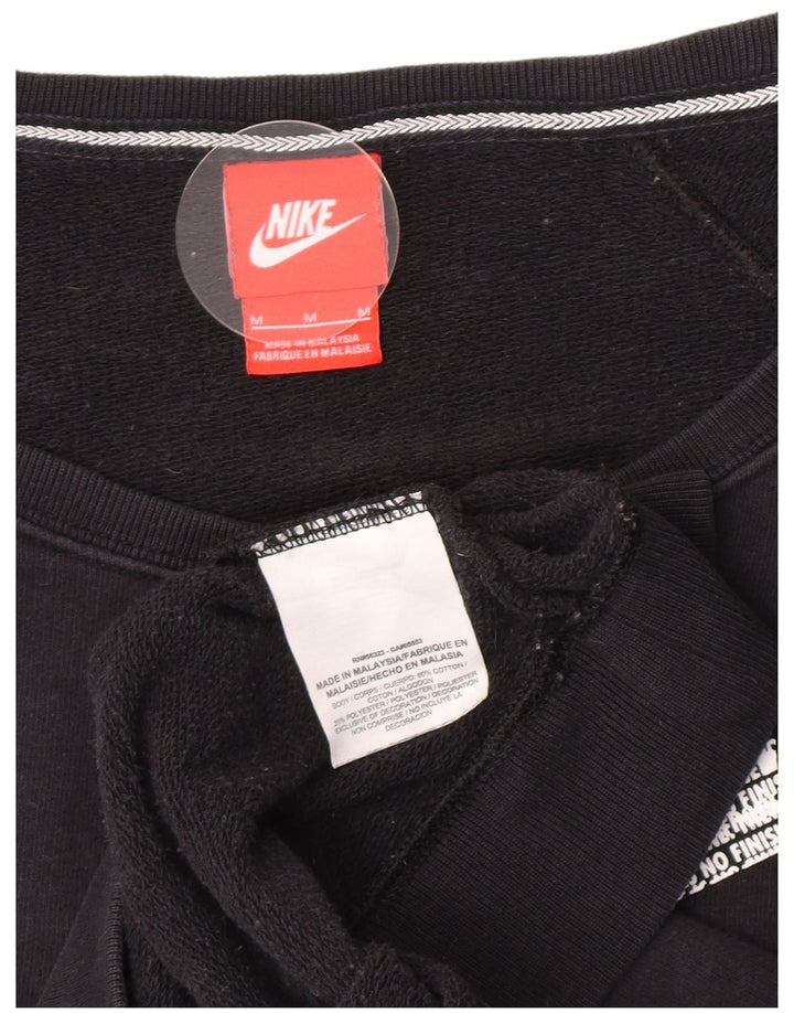 Nike Dame Grafisk Oversized Sweatshirt Jumper UK 14 Medium Sort Bomuld