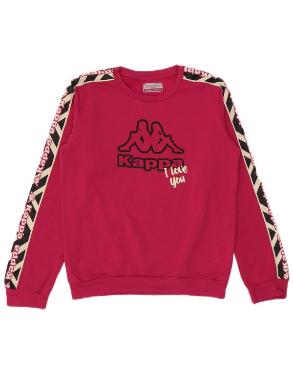 Kappa piger grafisk sweatshirt trøje 15-16 år Pink Colourblock Bomuld