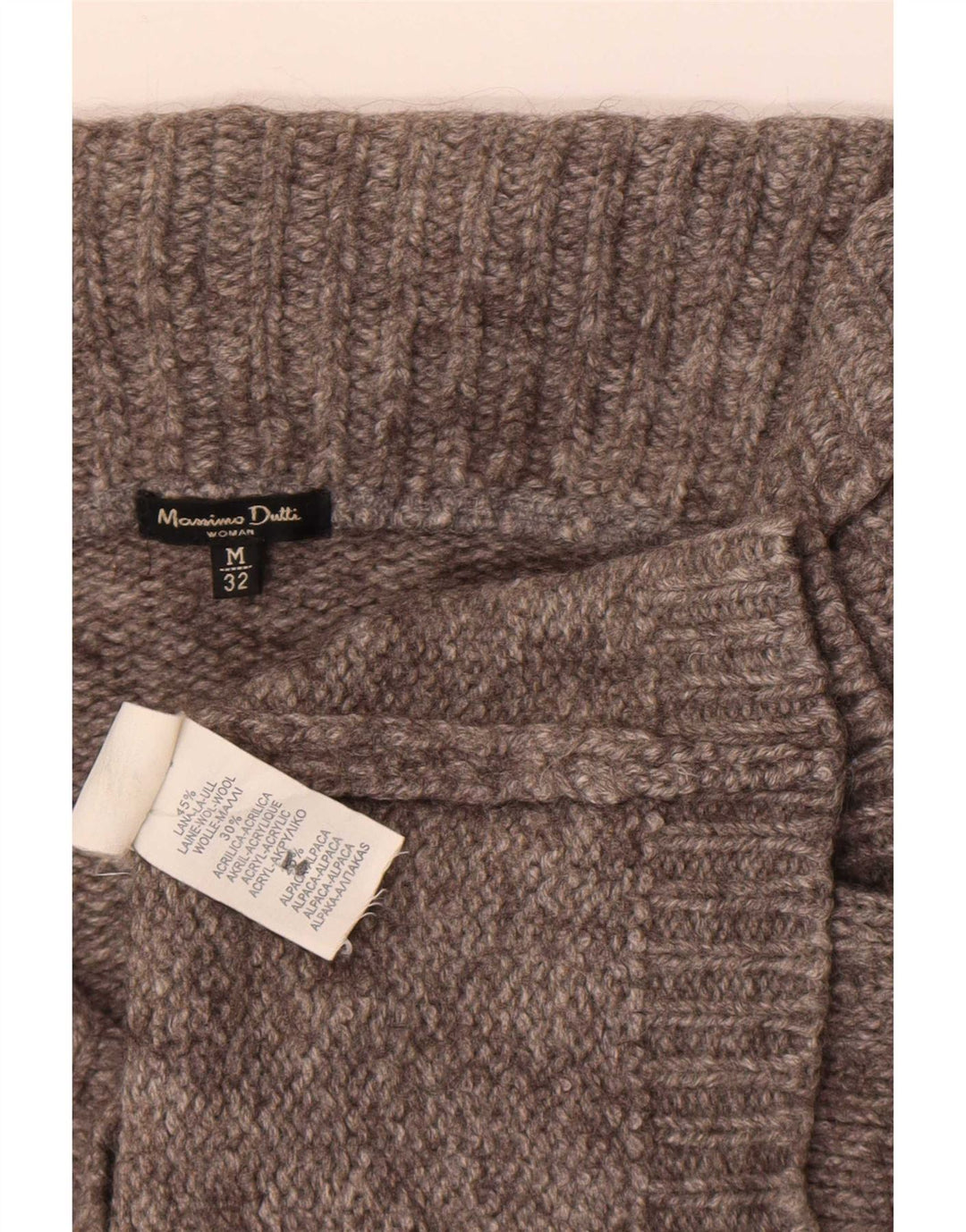 Massimo Dutti Dame Crop Cardigan Sweater UK 12 Medium Grey Uld