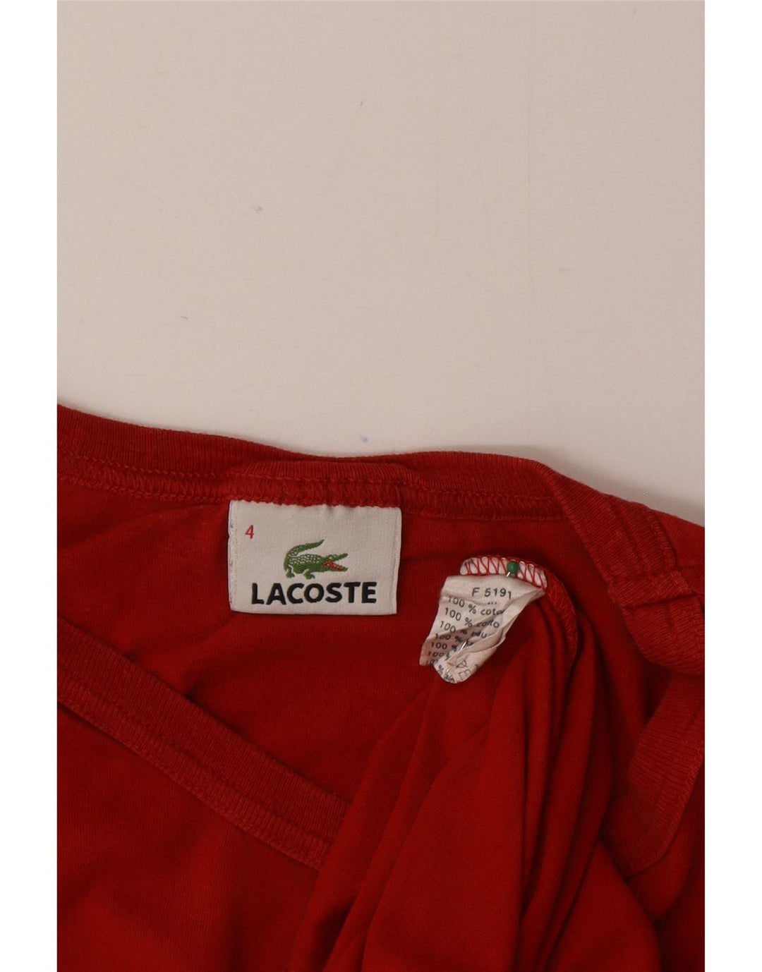 Lacoste Herre T-Shirt Top Størrelse 4 Medium Rød Bomuld
