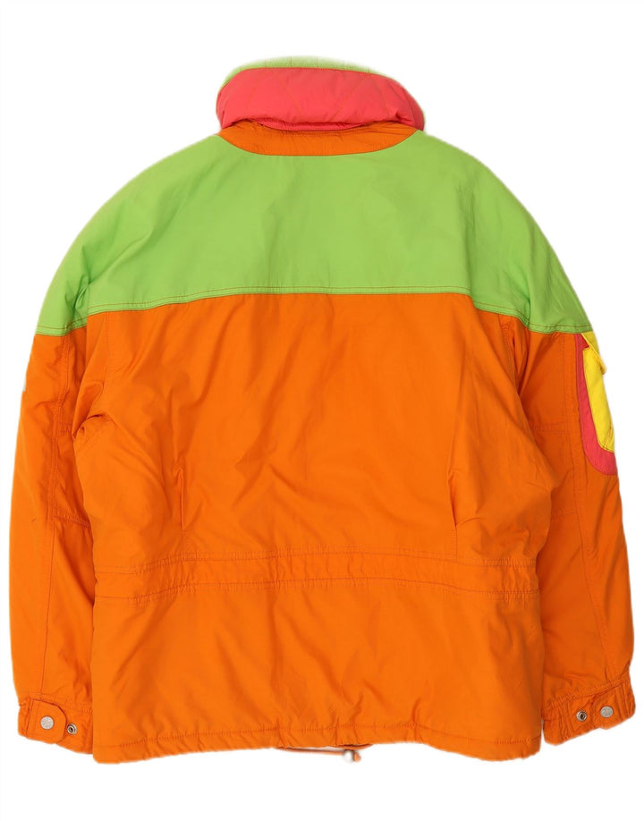 Ellesse Dame Hætte Oversized Skijakke IT 42 Medium Orange Colourblock