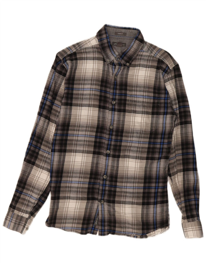 Eddie Bauer Herre Classic Fit Flanelskjorte Lille grå ternet bomuld