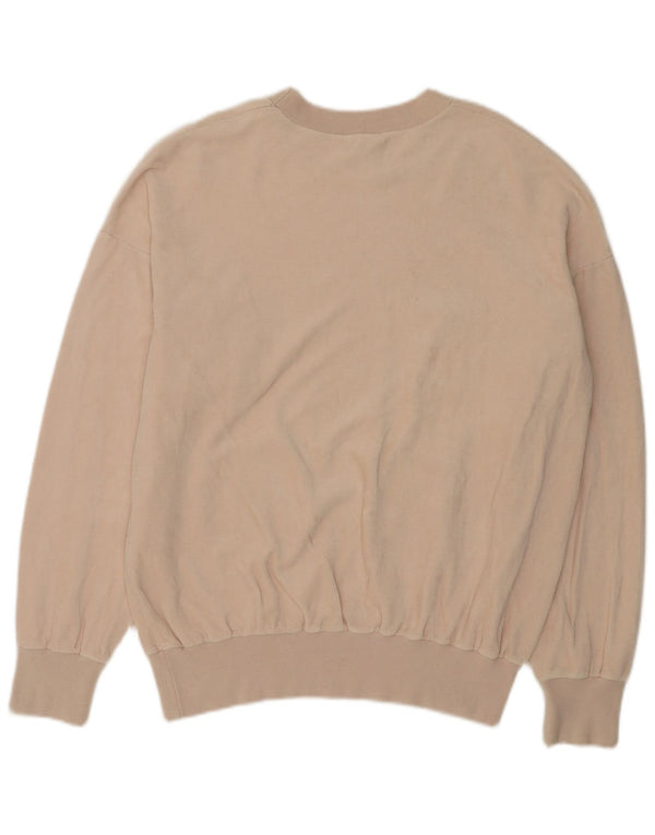 Vintage Herre rund hals sweater IT 54 XL Beige Colourblock Bomuld