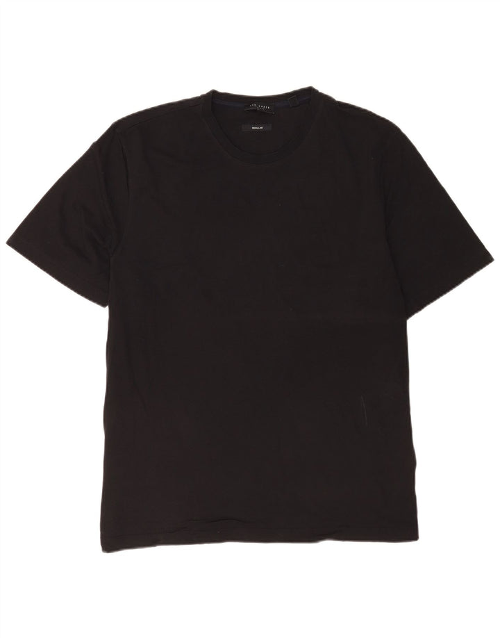 Ted Baker Herre Regular T-Shirt Top Størrelse 4 Stor Sort Bomuld