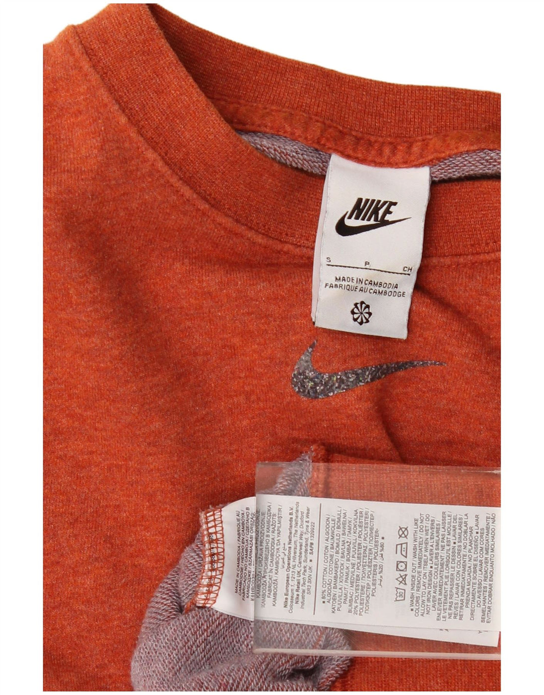 Nike Womens Crop Oversized Sweatshirt Jumper UK 10 Small Orange Bomuld