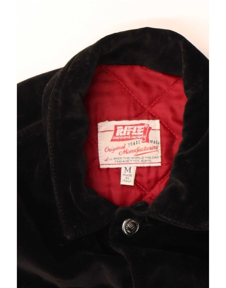 Rifle Dame Crop Velvet Bomber Jacket UK 12 Medium Sort Bomuld
