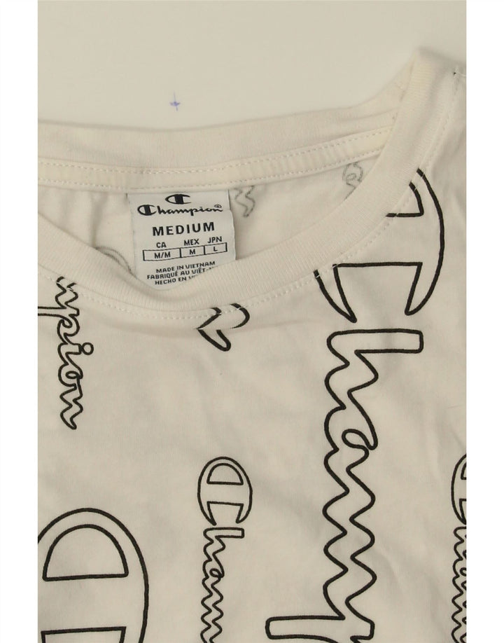 CHAMPION Womens Graphic T-Shirt Top UK 12 Medium White Cotton Vintage Champion and Second-Hand Champion from Messina Hembry 
