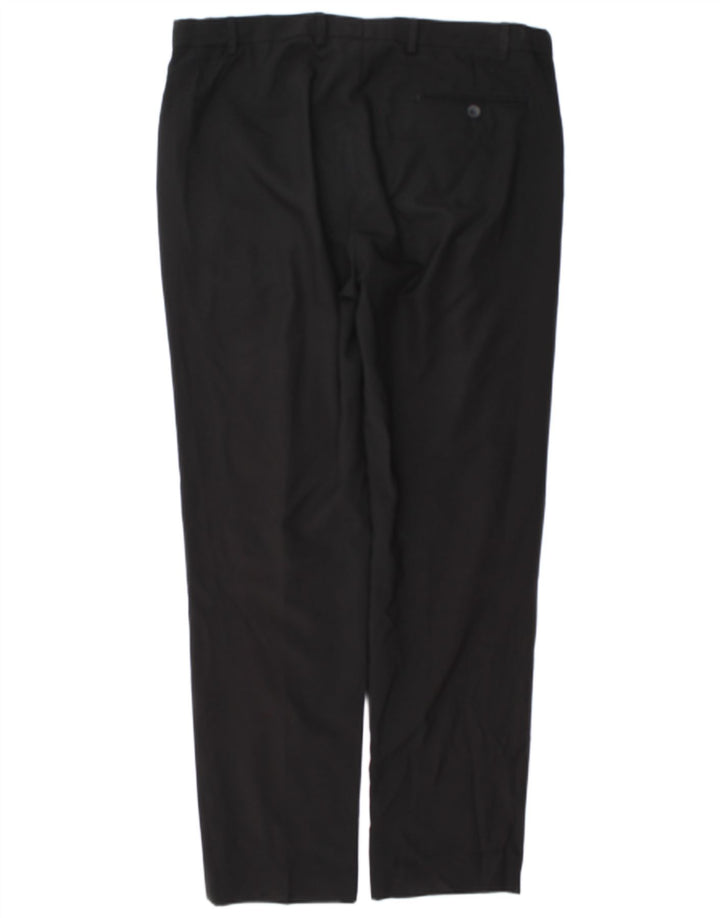Marks & Spencer Herre Straight Regular Suit Bukser W38 L33 Sort Polyester